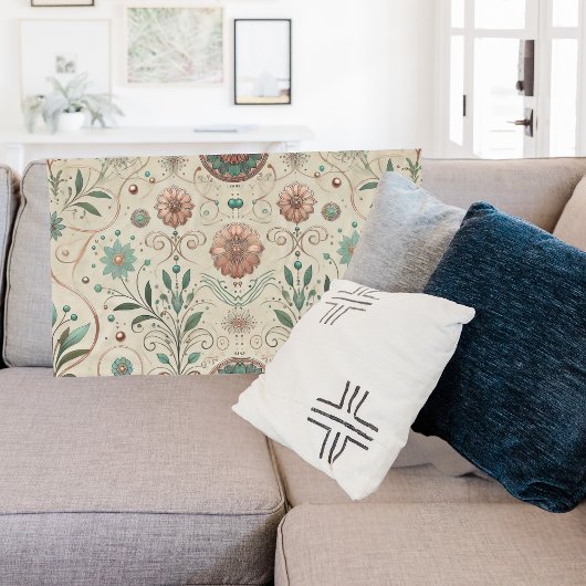 ボホハーブパターン フリースブランケット