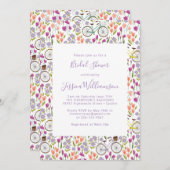 ボホバイシクルフローラスクリプトシックブライダルシャワー 招待状 (正面/裏面)