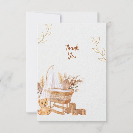 ボホバシネット子供部屋ベビーシャワーありがとう サンキューカード (正面)