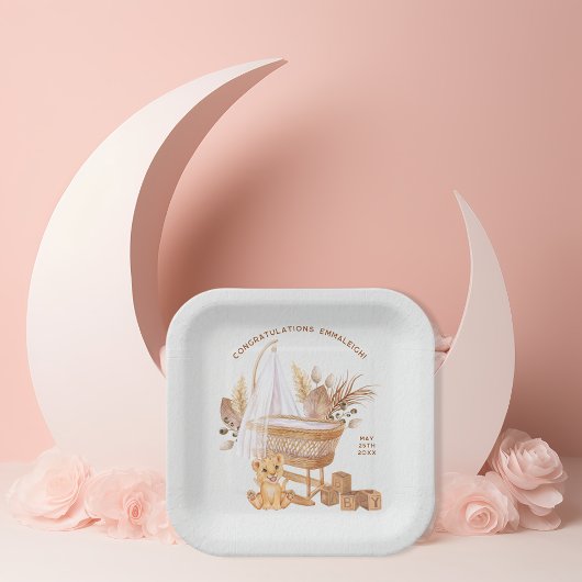 ボホバシネット子供部屋ベビーシャワー ペーパープレート