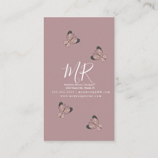 ボホバタフライアーティスト手作りアートデザイナー赤面 名刺 (裏面)