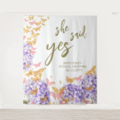 ボホバタフライガーデンYesブライダルシャワー背景 タペストリー (正面)