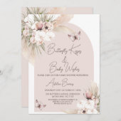 ボホバタフライキスベビーウィズベビーシャワー 招待状 (正面/裏面)