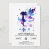 ボホバタフライフェアリー誕生日エレガンス 招待状 (正面/裏面)