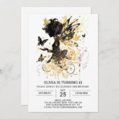 ボホバタフライフェアリー誕生日デライト 招待状 (正面/裏面)