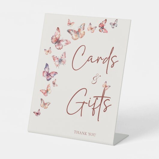 ボホバタフライブライダルシャワーカード&ギフト 台座サイン (正面)