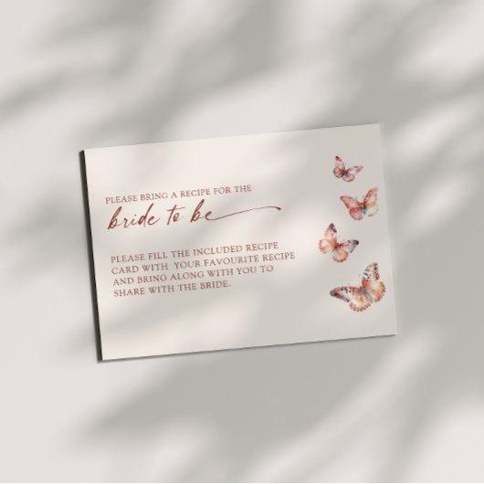 ボホバタフライブライダルシャワーレシピリクエストカード エンクロージャーカード
