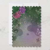 ボホバタフライベビーシャワーフローラピンクパープル 招待状 (裏面)