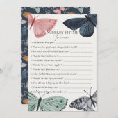 ボホバタフライベビーシャワー子供部屋ライムトリビア 招待状 (正面/裏面)