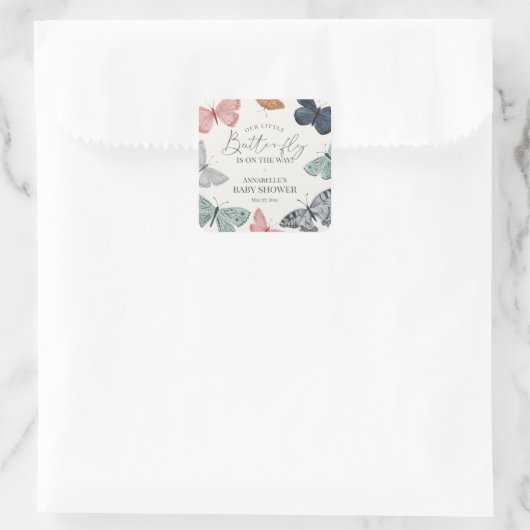 ボホバタフライベビーシャワー招待状封筒 スクエアシール (バッグ)