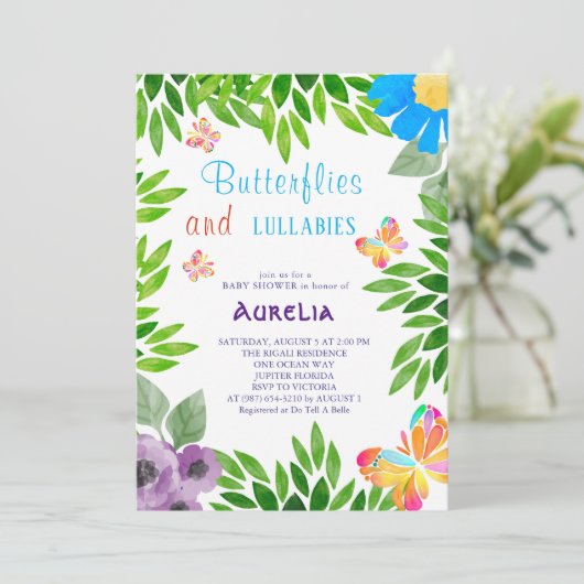 ボホバタフライベビーシャワー招待状 招待状 (スタンド正面)