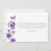 ボホバタフライワイルドフラワーガールベビーシャワー サンキューカード (裏面)