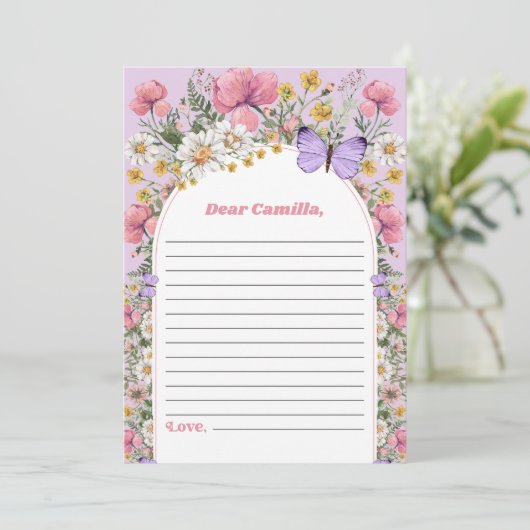 ボホバタフライワイルドフラワータイムカプセルノートカード 招待状 (スタンド正面)