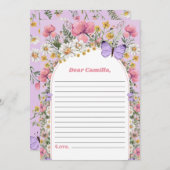 ボホバタフライワイルドフラワータイムカプセルノートカード 招待状 (正面/裏面)