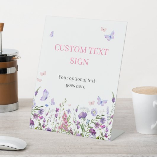 ボホバタフライワイルドフラワーベビーシャワーカスタム 台座サイン (インサイチュ)