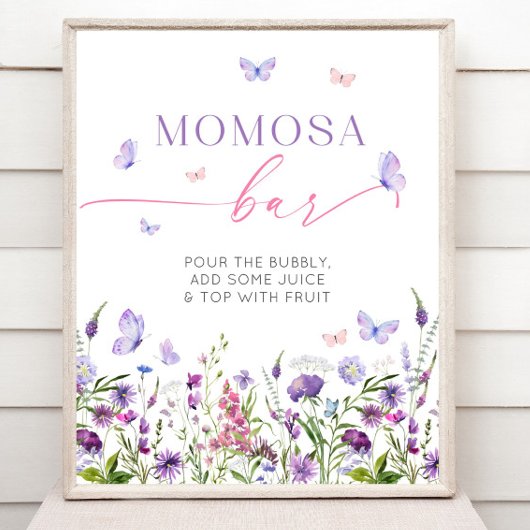 ボホバタフライワイルドフラワーベビーシャワーモモモザバー ポスター