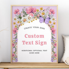 ボホバタフライワイルドフラワー誕生日16x20サイン ポスター