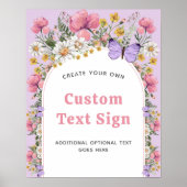 ボホバタフライワイルドフラワー誕生日16x20サイン ポスター (正面)