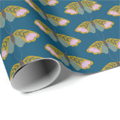ボホバタフライ蝶ティール(緑がかった色)ブルー自然ガ ラッピングペーパー (ロールコーナー)