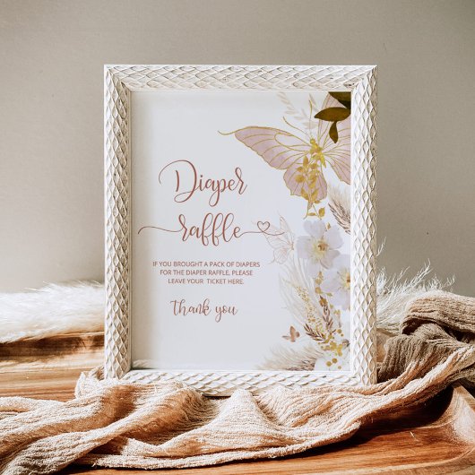 ボホバタフライ金ゴールドおむつラッフルポスター ポスター