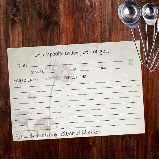 ボホバタフライ&フラワーズブライダルシャワーレシピ エンクロージャーカード