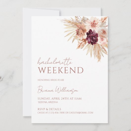 ボホバチェロレッテ週末招待状と日程 招待状 (正面)