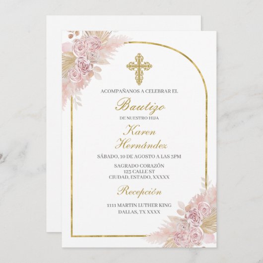 ボホバプテスマスペインのス 招待状 (正面/裏面)