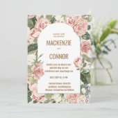ボホバラほこりっぽいピンクフレーム – 結婚式招待状 招待状 (スタンド正面)