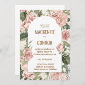 ボホバラほこりっぽいピンクフレーム – 結婚式招待状 招待状 (正面/裏面)