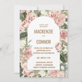 ボホバラほこりっぽいピンクフレーム – 結婚式招待状 招待状