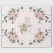 ボホバラオベビーブラウン&ピンクバシネット ラッピングペーパー (フラット)