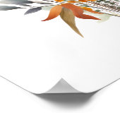 ボホバラピーチイエローブルーベージュフローラ植物学 ポスター (角)