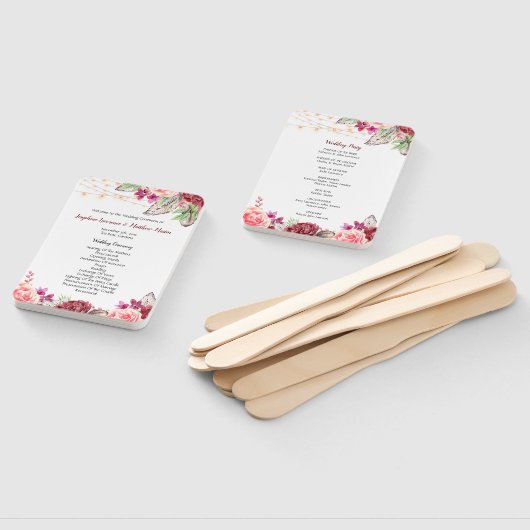 ボホバラフェザーズライト結婚式 プログラム ハンドファン (組立なし)