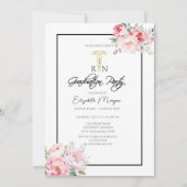 ボホバラブラックフレームRNナース卒業パーティー 招待状 (正面)