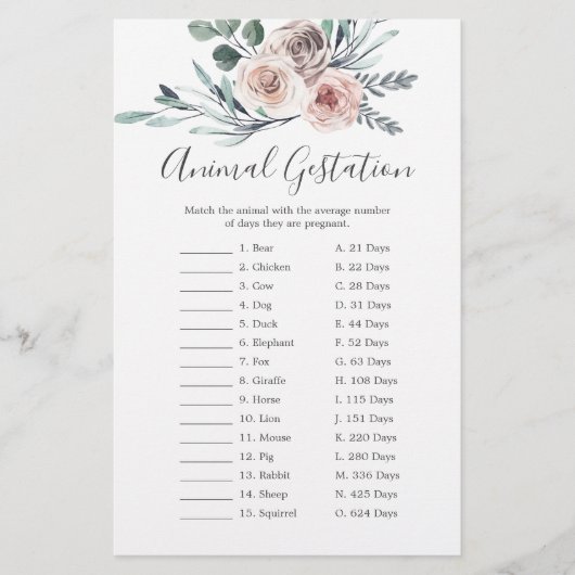 ボホバラベビーシャワー動物ゲスターションゲーム (正面)