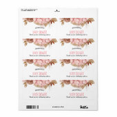 ボホバラ花模様 |赤ちゃんシャワーありがとうご案内 ラベル (フルシート)