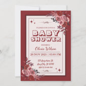 ボホバラ赤ベビーシャワー 招待状 (正面)