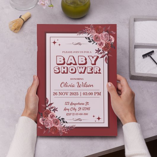 ボホバラ赤ベビーシャワー 招待状