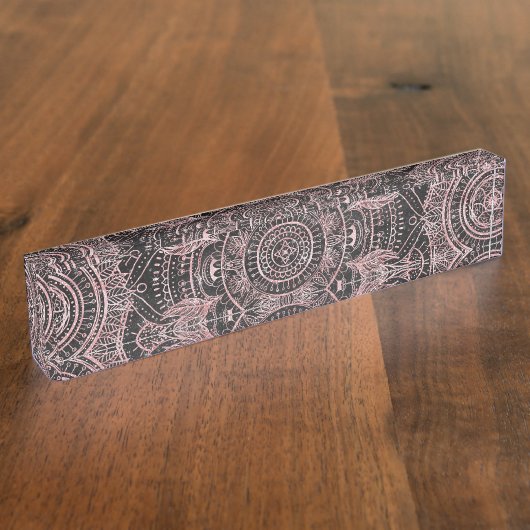 ボホバラ金ゴールドグレイマンダラエレガントデザイン デスクネームプレート (側面)