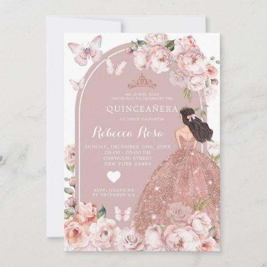 ボホバラ金ゴールドメキシコガールプリンセスキンセアニラ 招待状 (正面)