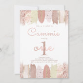 ボホバラ金ゴールド赤面レインボー1st誕生日パーティー 招待状 (正面)