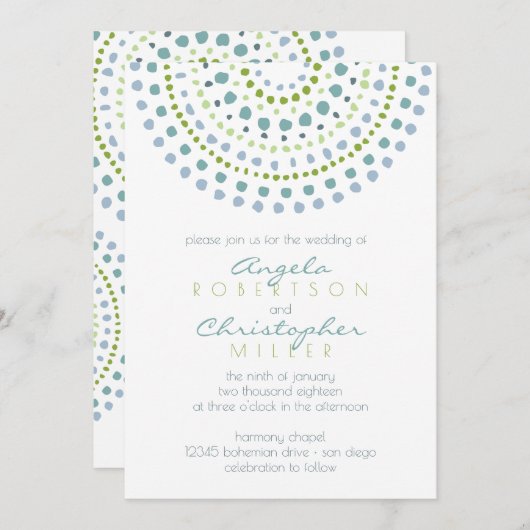 ボホバリグリーンジュエリー結婚ズ 招待状 (正面/裏面)