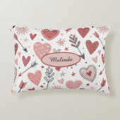 ボホバレンタインハートと矢印のパターン アクセントクッション (正面)