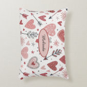 ボホバレンタインハートと矢印のパターン アクセントクッション (正面(垂直))