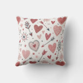 ボホバレンタインハートと矢印のパターン クッション (裏面)