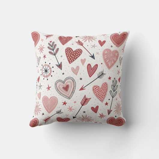 ボホバレンタインハートと矢印のパターン クッション (裏面)