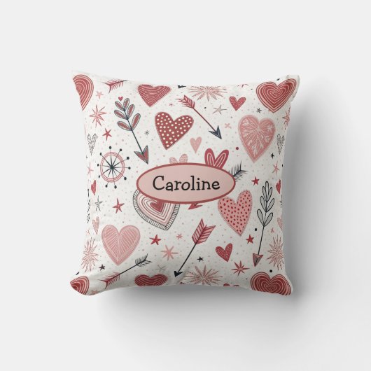 ボホバレンタインハートと矢印のパターン クッション (正面)