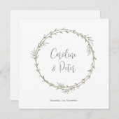 ボホバンブーボタニカルリーフソフトグリーンエレガントリー 招待状 (正面/裏面)