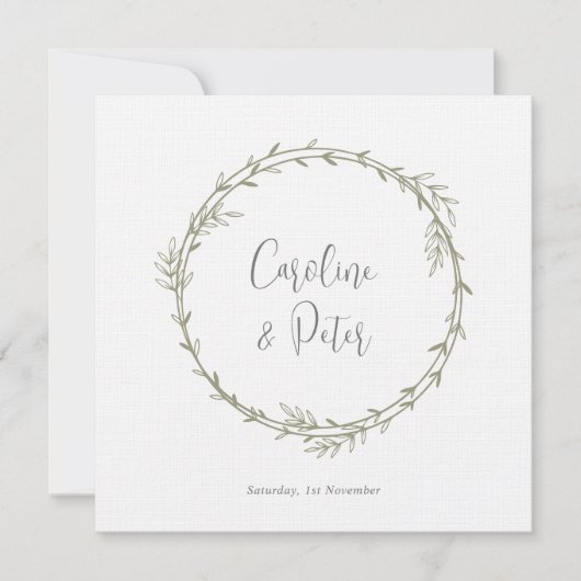 ボホバンブーボタニカルリーフソフトグリーンエレガントリー 招待状 (正面)