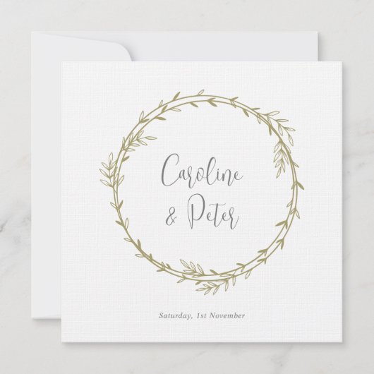 ボホバンブーボタニカルリーフソフトグリーンエレガントリー 招待状 (正面)